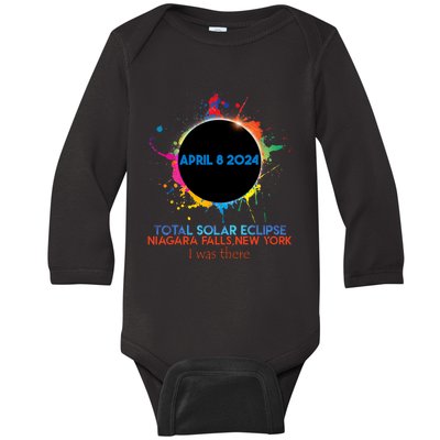 Total Solar Eclipse Niagara Falls New York 2024 I Was There Baby Long Sleeve Bodysuit