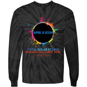 Total Solar Eclipse Niagara Falls New York 2024 I Was There Tie-Dye Long Sleeve Shirt