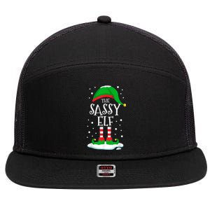 The Sassy Elf Christmas Family Matching Xmas Group Funny 7 Panel Mesh Trucker Snapback Hat