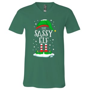 The Sassy Elf Christmas Family Matching Xmas Group Funny V-Neck T-Shirt