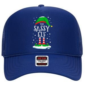 The Sassy Elf Christmas Family Matching Xmas Group Funny High Crown Mesh Back Trucker Hat