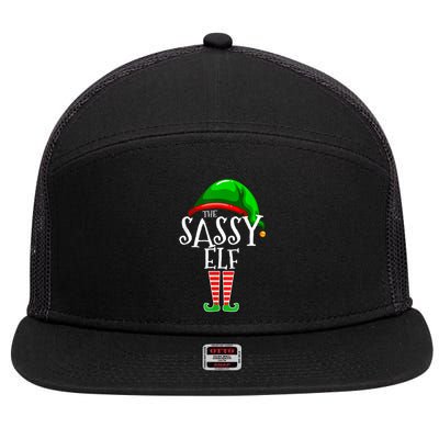 The Sassy Elf Family Matching Group Christmas Gift Funny 7 Panel Mesh Trucker Snapback Hat