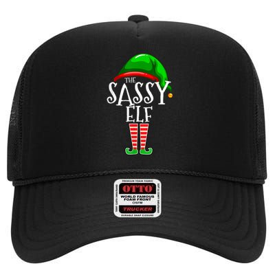 The Sassy Elf Family Matching Group Christmas Gift Funny High Crown Mesh Back Trucker Hat