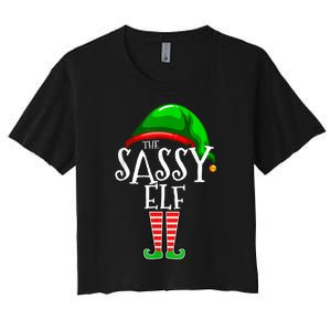 The Sassy Elf Family Matching Group Christmas Gift Funny Women's Crop Top Tee