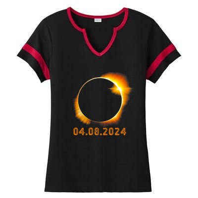 Total Solar Eclipse April 8 2024 Trending Design Ladies Halftime Notch Neck Tee