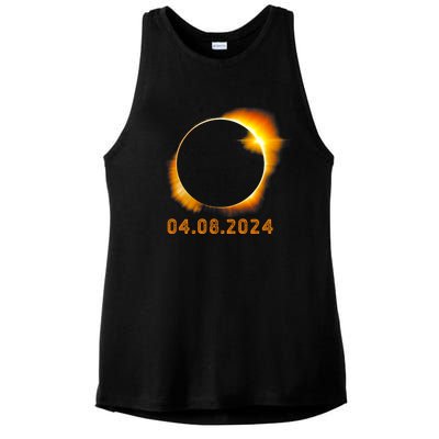 Total Solar Eclipse April 8 2024 Trending Design Ladies PosiCharge Tri-Blend Wicking Tank