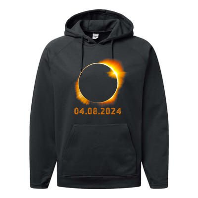 Total Solar Eclipse April 8 2024 Trending Design Performance Fleece Hoodie