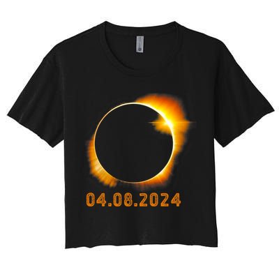 Total Solar Eclipse April 8 2024 Trending Design Women's Crop Top Tee