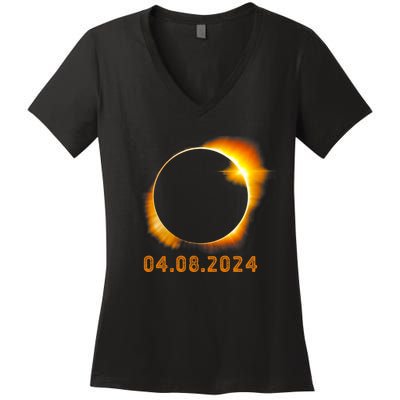 Total Solar Eclipse April 8 2024 Trending Design Women's V-Neck T-Shirt