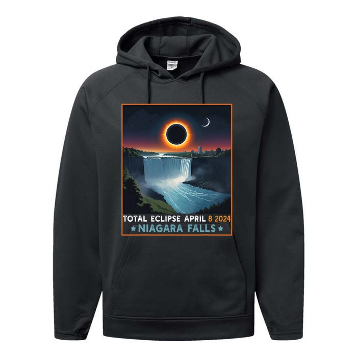 Total Solar Eclipse April 8th 2024 Niagara Falls New York Performance Fleece Hoodie