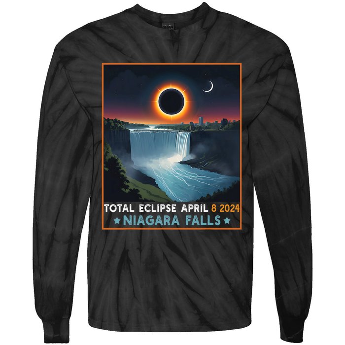 Total Solar Eclipse April 8th 2024 Niagara Falls New York Tie-Dye Long Sleeve Shirt