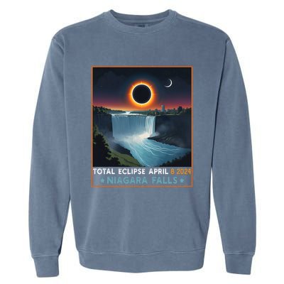 Total Solar Eclipse April 8th 2024 Niagara Falls New York Garment-Dyed Sweatshirt