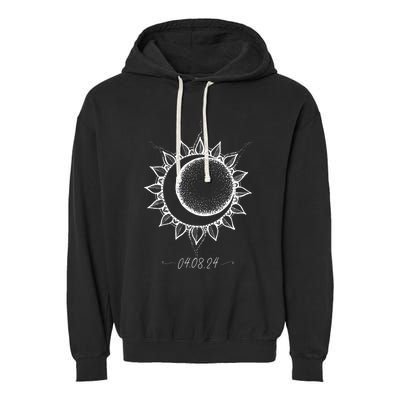 Total Solar Eclipse April 8 2024 Sun Moon Boho Eclipse Garment-Dyed Fleece Hoodie