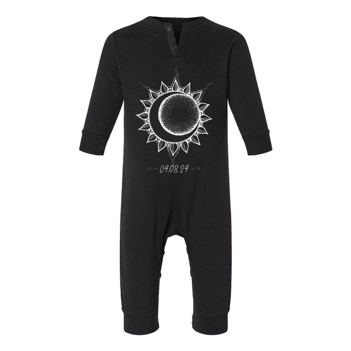 Total Solar Eclipse April 8 2024 Sun Moon Boho Eclipse Infant Fleece One Piece