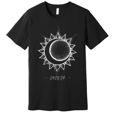 Total Solar Eclipse April 8 2024 Sun Moon Boho Eclipse Premium T-Shirt