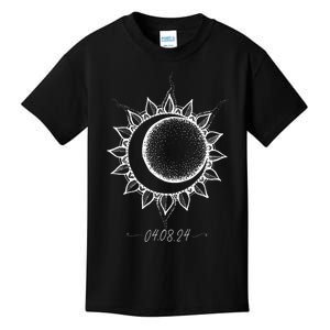 Total Solar Eclipse April 8 2024 Sun Moon Boho Eclipse Kids T-Shirt