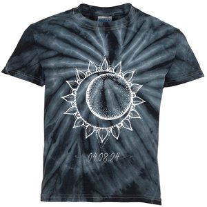 Total Solar Eclipse April 8 2024 Sun Moon Boho Eclipse Kids Tie-Dye T-Shirt