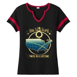 Total Solar Eclipse Twice In A Lifetime 2024 Ladies Halftime Notch Neck Tee