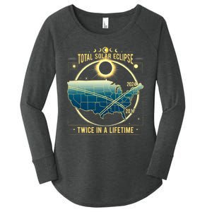 Total Solar Eclipse Twice In A Lifetime 2024 Women's Perfect Tri Tunic Long Sleeve Shirt