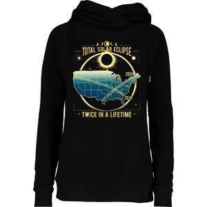 Total Solar Eclipse Twice In A Lifetime 2024 Womens Funnel Neck Pullover Hood