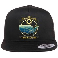 Total Solar Eclipse Twice In A Lifetime 2024 Flat Bill Trucker Hat