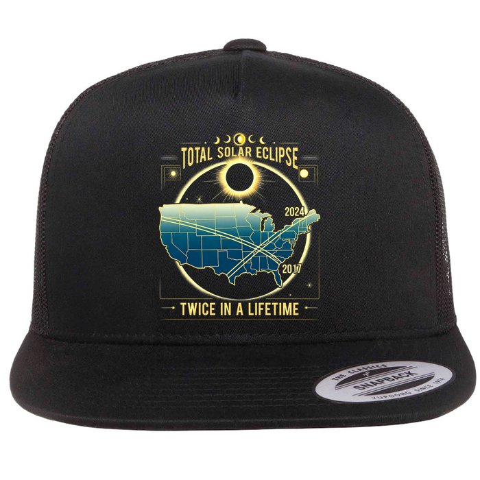 Total Solar Eclipse Twice In A Lifetime 2024 Flat Bill Trucker Hat