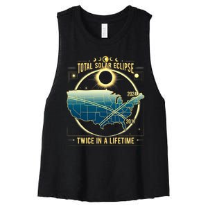 Total Solar Eclipse Twice In A Lifetime 2024 Women's Racerback Cropped Tank