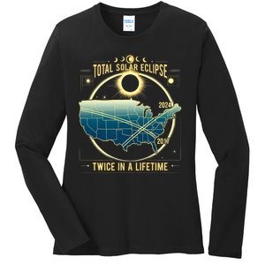 Total Solar Eclipse Twice In A Lifetime 2024 Ladies Long Sleeve Shirt