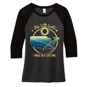 Total Solar Eclipse Twice In A Lifetime 2024 Women's Tri-Blend 3/4-Sleeve Raglan Shirt