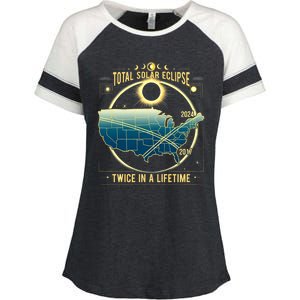 Total Solar Eclipse Twice In A Lifetime 2024 Enza Ladies Jersey Colorblock Tee