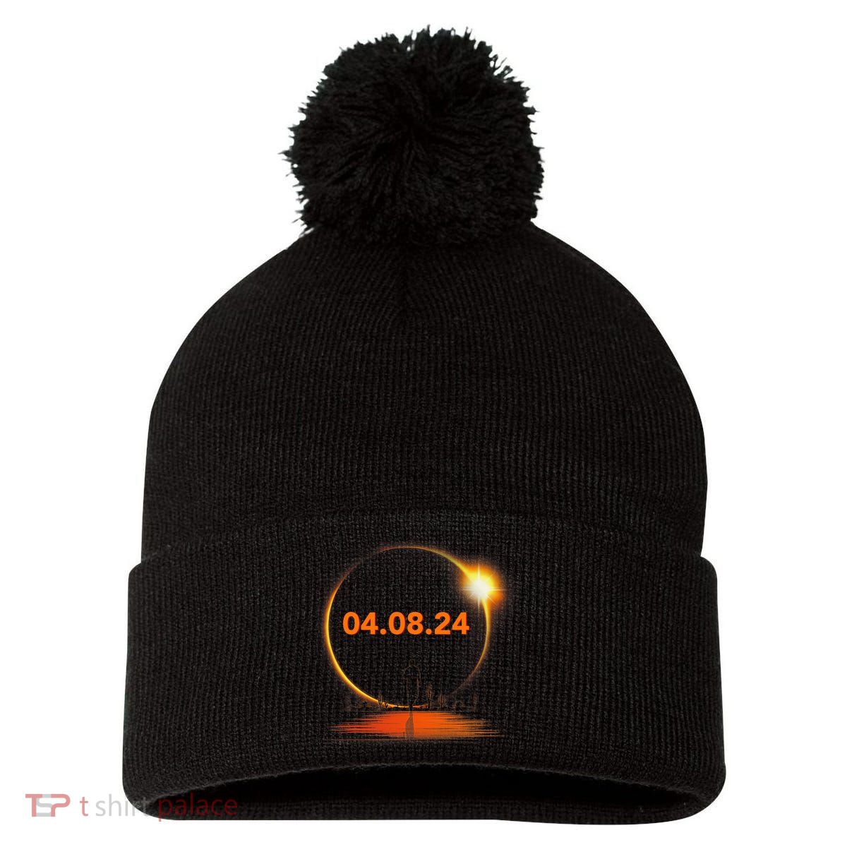 Total Solar Eclipse 2024 USA April 8 2024 Pom Pom 12in Knit Beanie