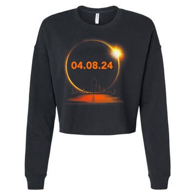Total Solar Eclipse 2024 USA April 8 2024 Cropped Pullover Crew