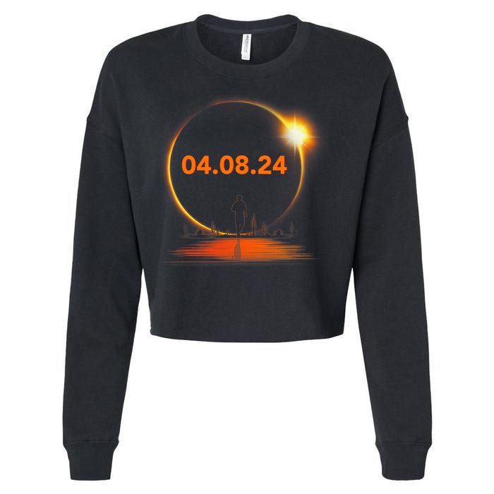 Total Solar Eclipse 2024 USA April 8 2024 Cropped Pullover Crew