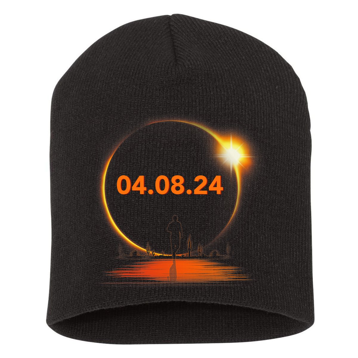 Total Solar Eclipse 2024 USA April 8 2024 Short Acrylic Beanie