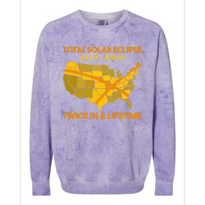 Total Solar Eclipse Twice In A Lifetime 2017 2024 April 8 2024 Usa Map Colorblast Crewneck Sweatshirt