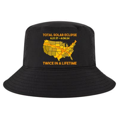 Total Solar Eclipse Twice In A Lifetime 2017 2024 April 8 2024 Usa Map Cool Comfort Performance Bucket Hat