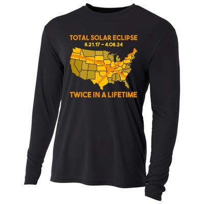 Total Solar Eclipse Twice In A Lifetime 2017 2024 April 8 2024 Usa Map Cooling Performance Long Sleeve Crew