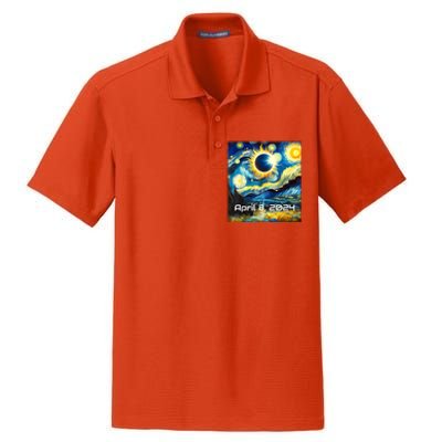 Total Solar Eclipse 2024 Starry Night Painting Van Gogh Dry Zone Grid Polo