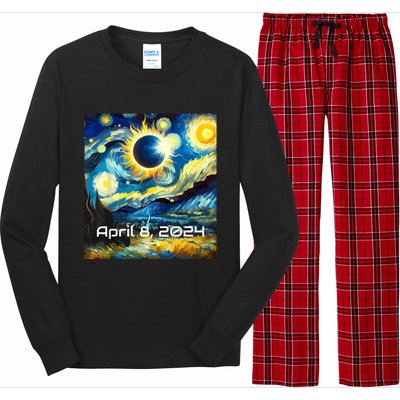 Total Solar Eclipse 2024 Starry Night Painting Van Gogh Long Sleeve Pajama Set