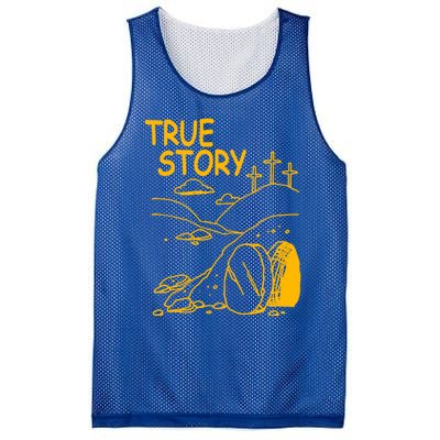 True Story Easter Christian Empty Tomb Jesus Is Risen Church Cool Gift Mesh Reversible Basketball Jersey Tank