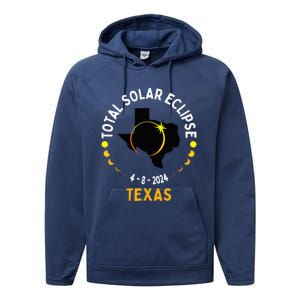 Texas Solar Eclipse 2024 Party Total Usa Map Totality Performance Fleece Hoodie