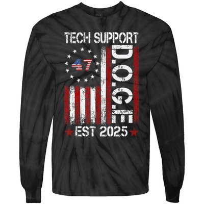 Tech Support Elon DOGE Gift Tie-Dye Long Sleeve Shirt