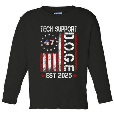 Tech Support Elon DOGE Gift Toddler Long Sleeve Shirt