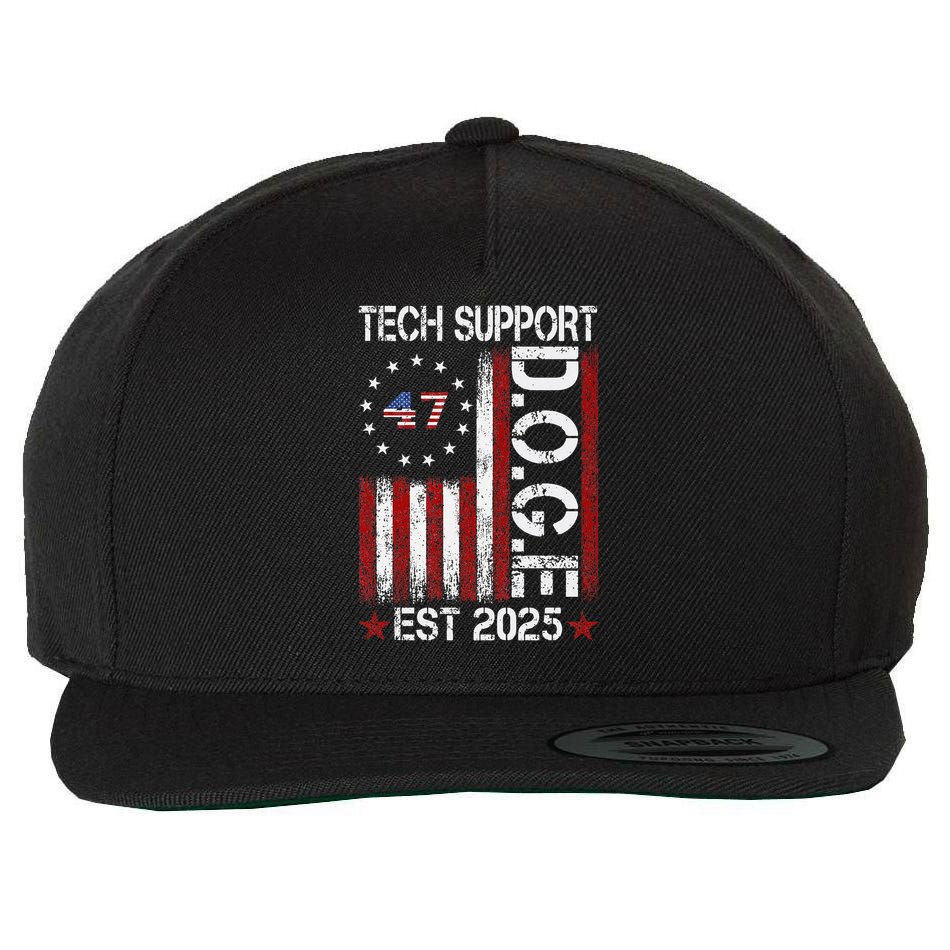 Tech Support Elon DOGE Gift Wool Snapback Cap