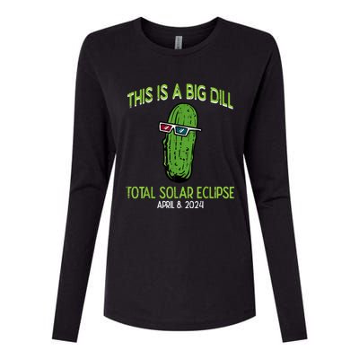 Total Solar Eclipse Pickle Big Dill 2024 Womens Cotton Relaxed Long Sleeve T-Shirt