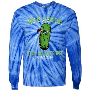 Total Solar Eclipse Pickle Big Dill 2024 Tie-Dye Long Sleeve Shirt