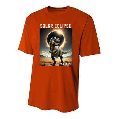 Total Solar Eclipse Trex Dinosaur April 8 2024 Youth Performance Sprint T-Shirt