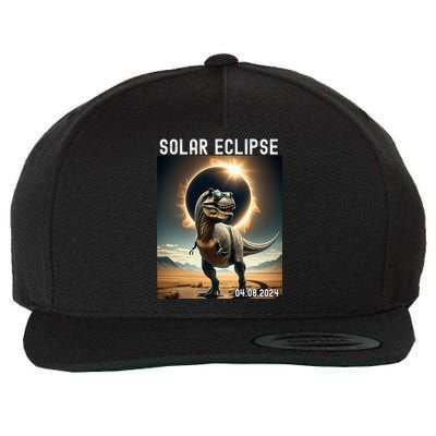 Total Solar Eclipse Trex Dinosaur April 8 2024 Wool Snapback Cap