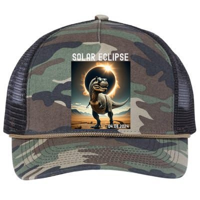 Total Solar Eclipse Trex Dinosaur April 8 2024 Retro Rope Trucker Hat Cap