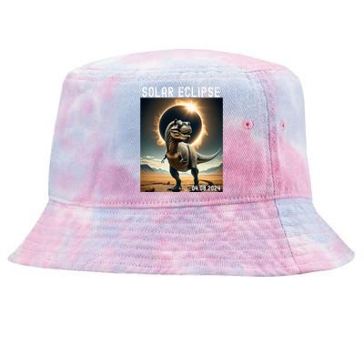 Total Solar Eclipse Trex Dinosaur April 8 2024 Tie-Dyed Bucket Hat